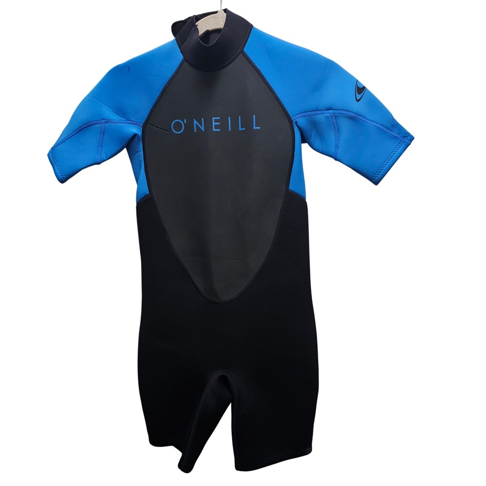 O'Neill Youth Reactor II 2mm Back Zip Short Sleeve Wetsuit Black Ocean 12 NWT